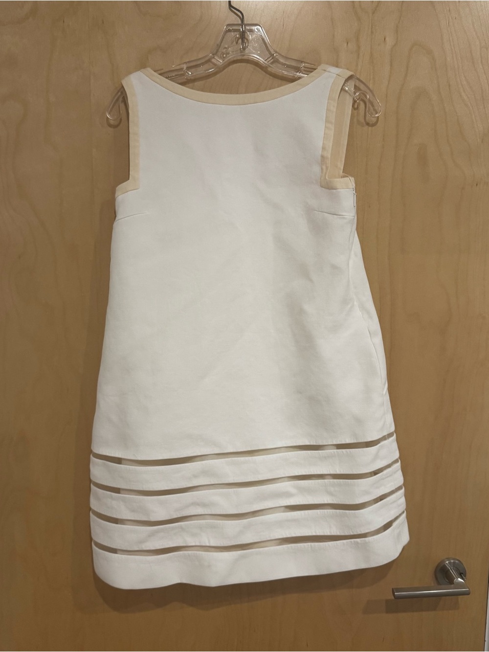 Fendi Cream A-Line Sleeveless Dress with Mesh Trim